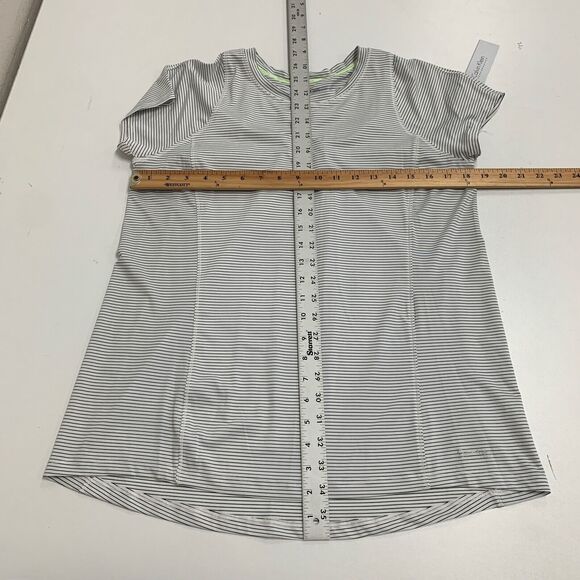 Calvin Klein T Shirt Womens Medium White Black Striped Performance Short Sleeve - Picture 7 of 14